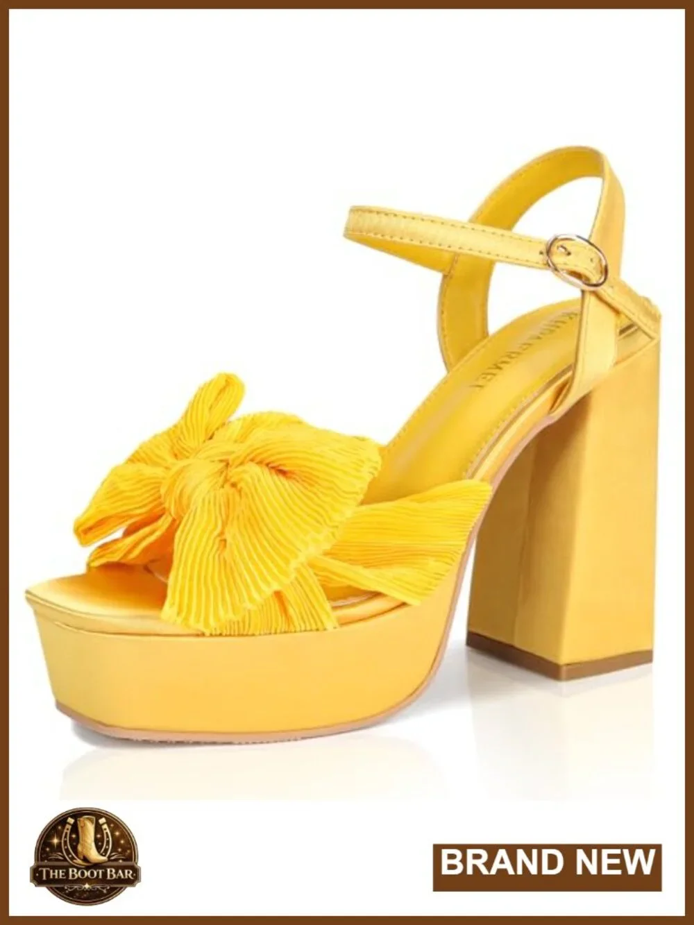 Chunky Platform Heels Sandals Women Bow Knot Satin Open Toe Ankle Strap